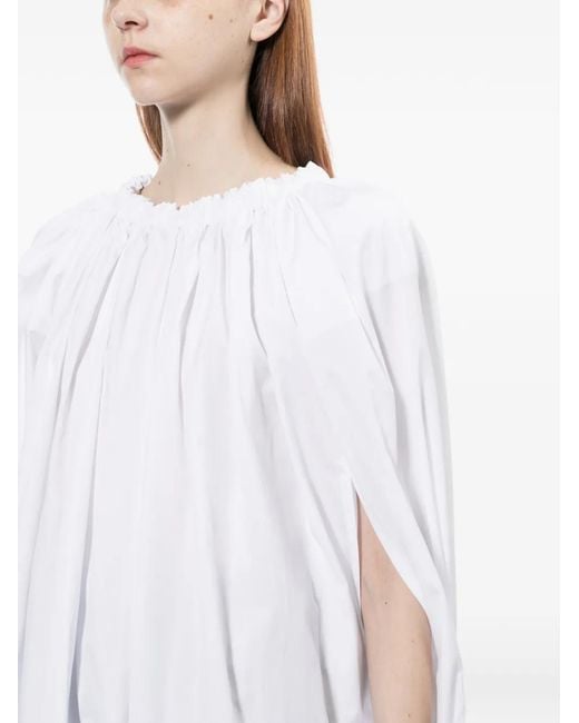 Comme des Garçons White Gathered Blouse