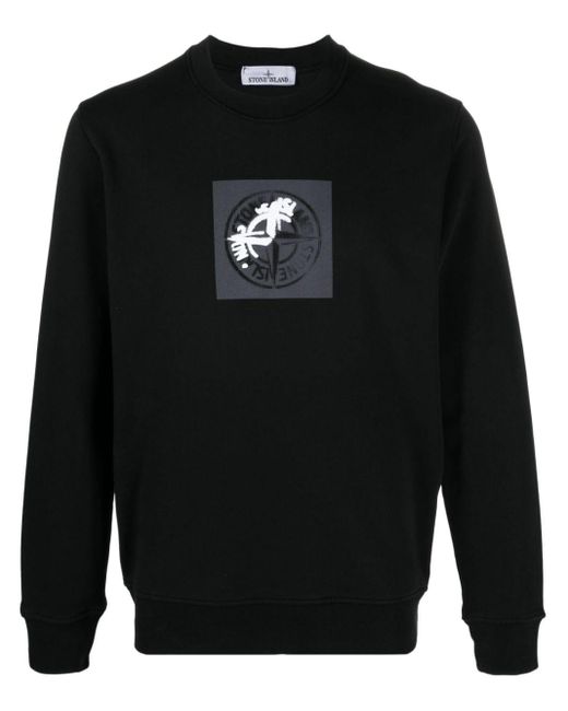 Stone Island Katoenen Sweater Met Logoprint in het Black voor heren