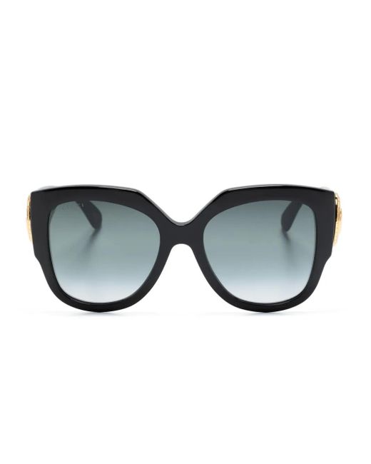 Occhiali Da Sole Tondi Con Placca Logo di Gucci in Black