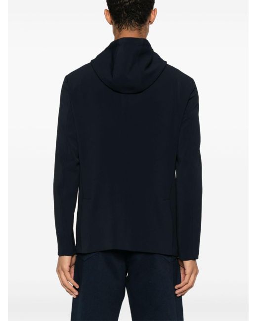 Emporio Armani Blue Hooded Single-Breasted Blazer Jacket for men