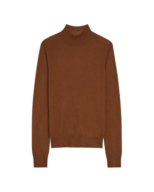 Joseph Brown Mock-Neck Cashmere Sweater