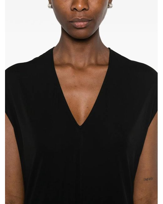 Totême Black V-Neck Midi Dress