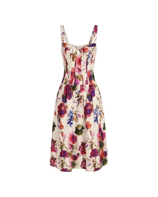 Nicholas White Makenna Floral-Print Corset-Style Midi Dress