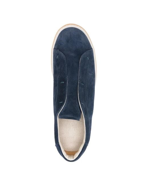 Eleventy Blue Slip-On Suede Sneakers for men