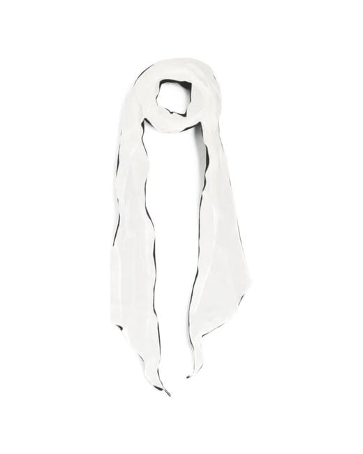 LA ROSE White Sheer-Finish Crinkled Scarf