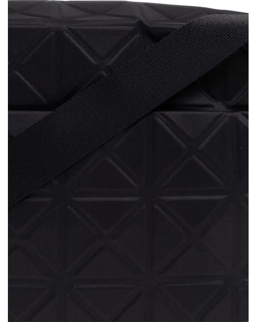 Issey Miyake Black Geometric-Pattern Shoulder Bag