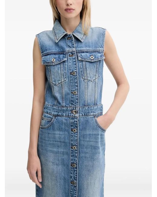 Miss Sixty Blue Sleeveless Button-Front Denim Midi Dress