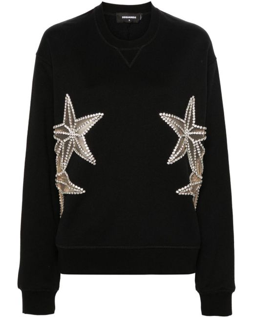 DSquared² Katoenen Sweater Verfraaid Met Kristallen in het Black