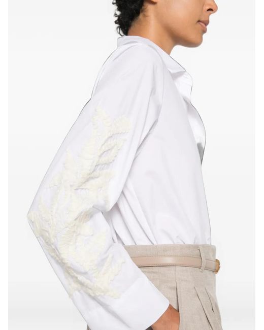 Whyci White Embroidered Long-Sleeve Shirt