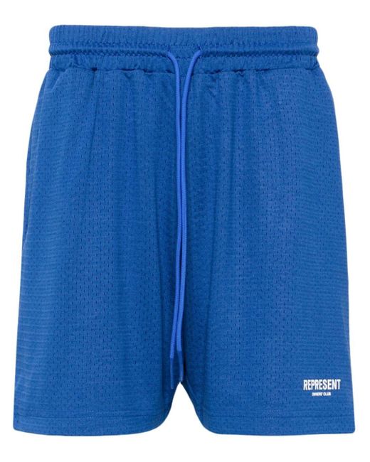 Represent Blue Logo-print Drawstring Shorts for men