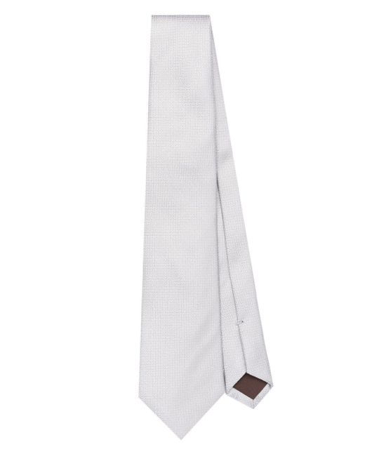Canali White Patterned-jacquard Silk Tie for men