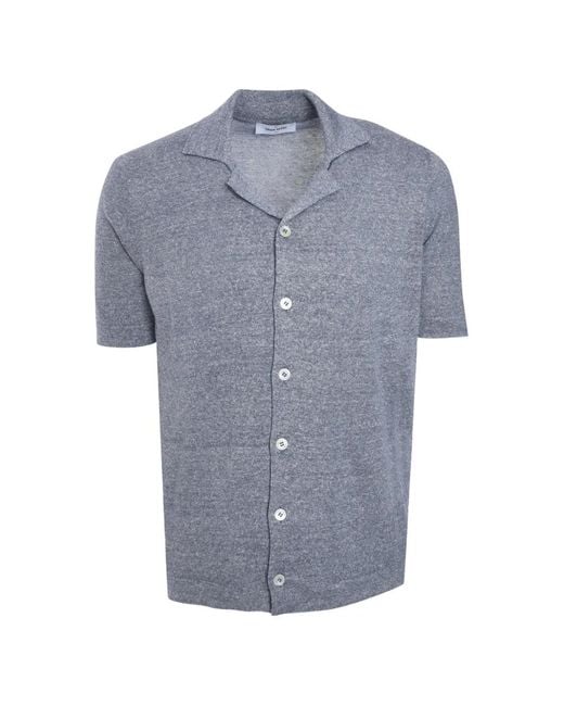 Gran Sasso Blue Short-Sleeve Buttoned Shirt for men
