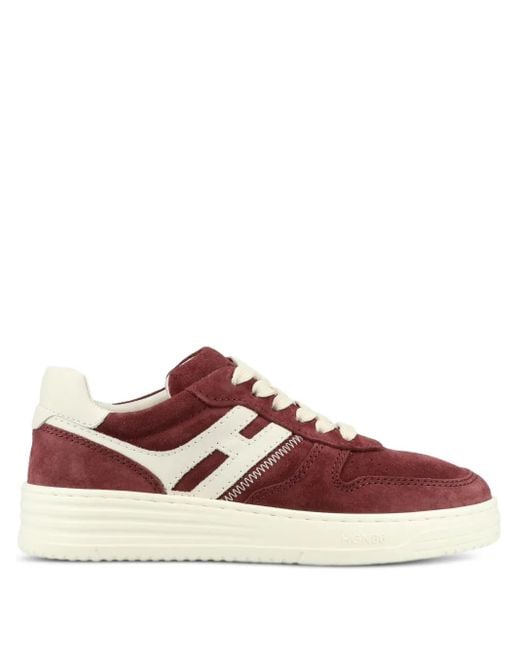 Hogan Brown Side-Stripe Lace-Up Sneakers