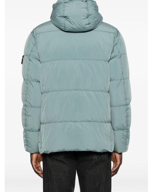 Stone Island Blue Quilted Hooded Jacket for men