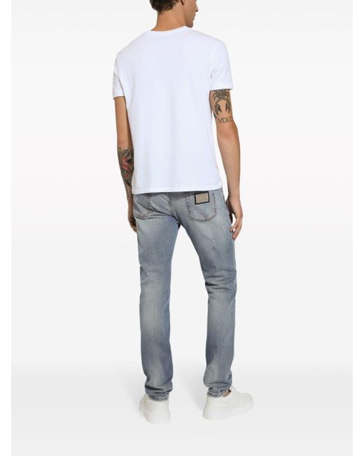 Dolce & Gabbana Slim-Fit-Jeans mit Logo-Patch in Blue für Herren