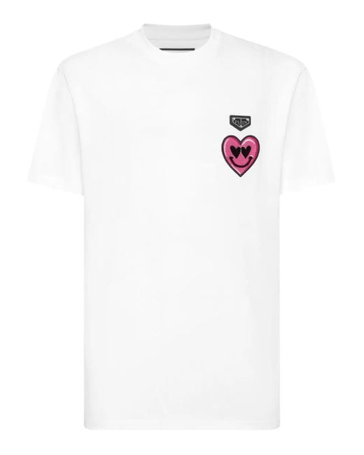 Philipp Plein White Smile Patch T-Shirt for men
