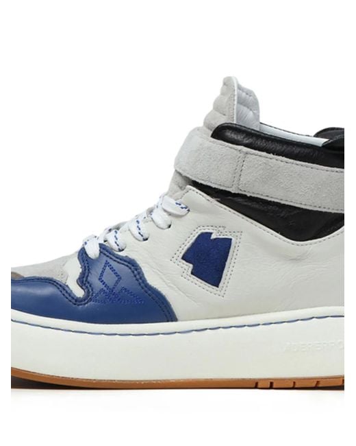 Adererror Blue Panelled Touch-Strap High-Top Sneakers