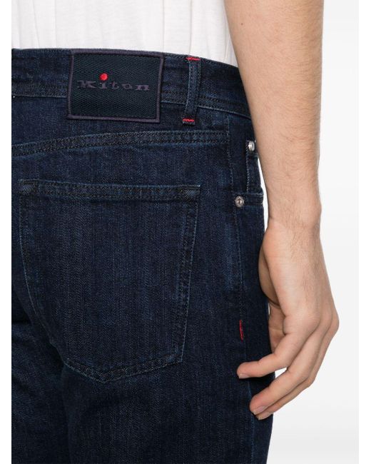 Kiton Jeans mit Logo-Patch in Blue für Herren