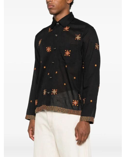 Kartik Research Black Star-Embroidered Shirt for men