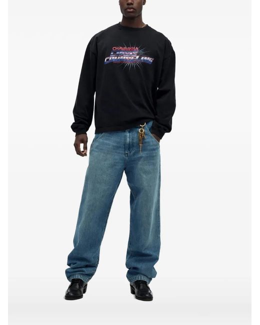 Willy Chavarria Blue T-Shirt Crisis Counseling À Manches Longues