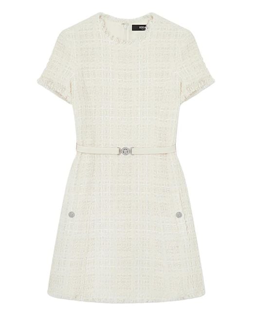 Versace White Tweed Cotton Mini Dress