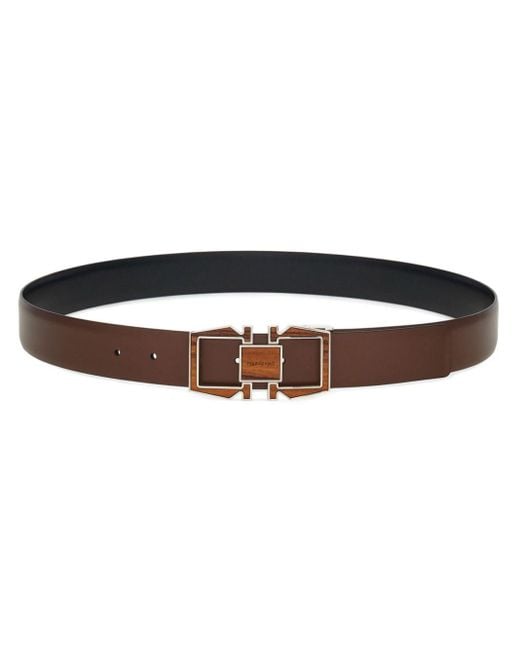 Gancini leather belt Ferragamo de hombre de color Brown