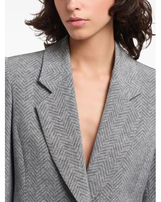 Emporio Armani Gray Herringbone Single-breasted Blazer