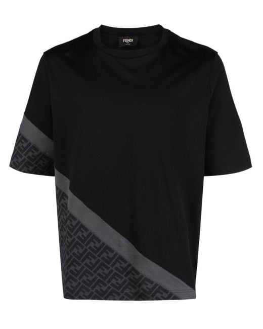 Fendi T-Shirt mit Diagonal FF-Print in Black für Herren