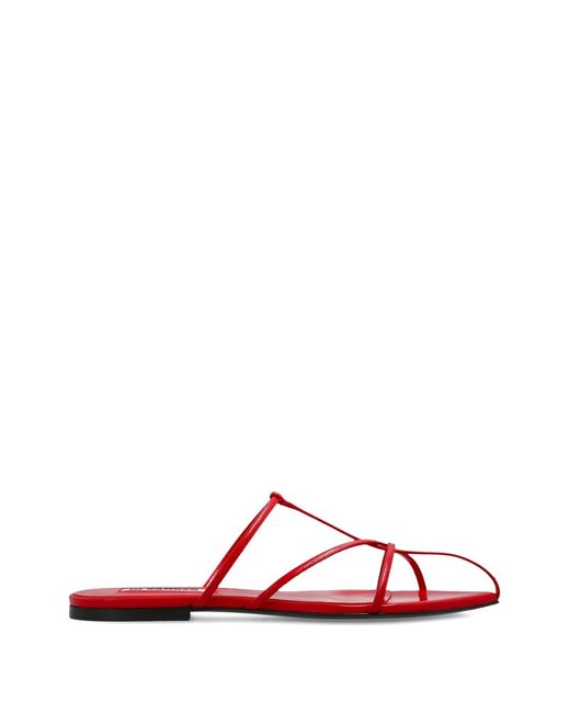 Jil Sander Red Strappy Flat Sandals