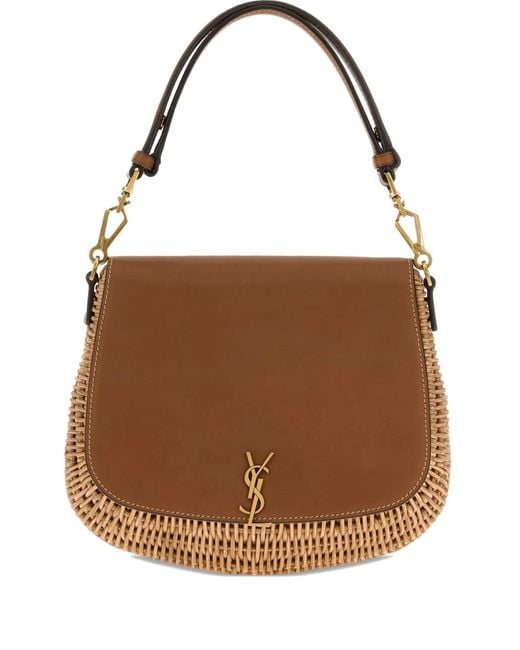 Bolso shopper voltaire de piel Saint Laurent de color Brown