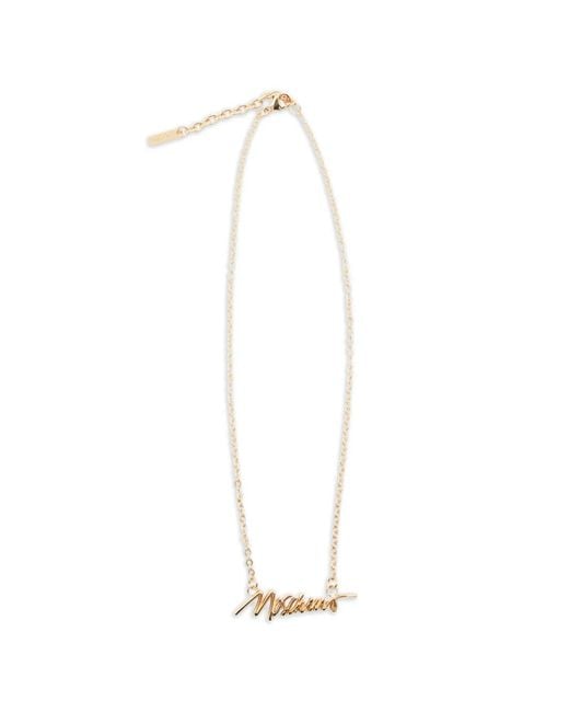 Moschino White Logo-Lettering Necklace