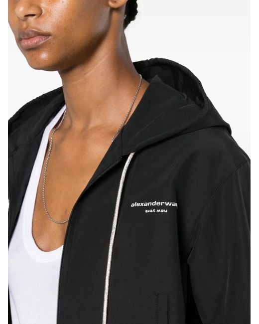 Alexander Wang Black Logo-Print Hooded Jacket
