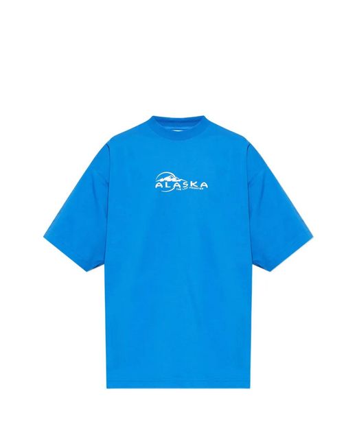 Vetements Blue Cotton Graphic T-Shirt for men