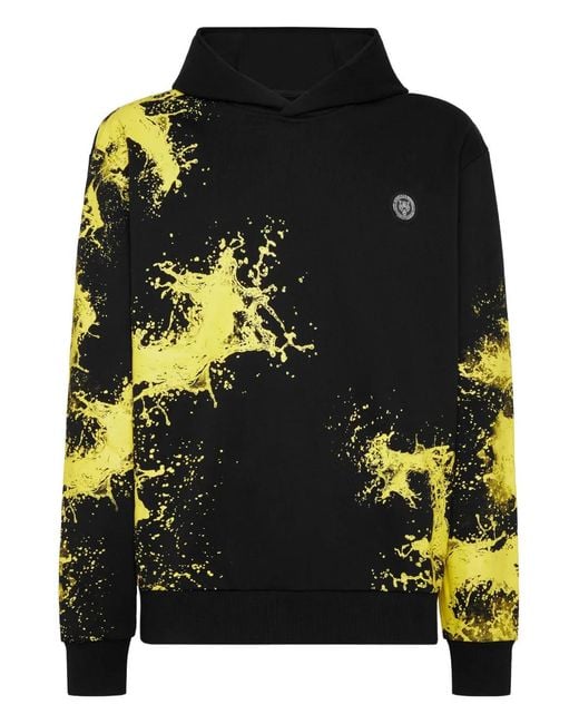 Philipp Plein Black Splash Hooded Sweatshirt for men