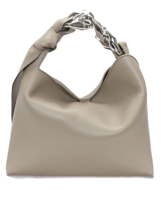 J.W. Anderson Gray Brown Chain Small Leather Tote Bag