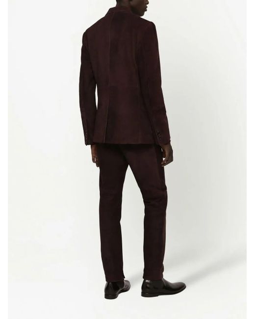 Dolce & Gabbana Brown Double-Breasted Suede Blazer for men