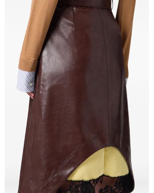 MSGM Asymmetrische Midi-Rok in het Brown