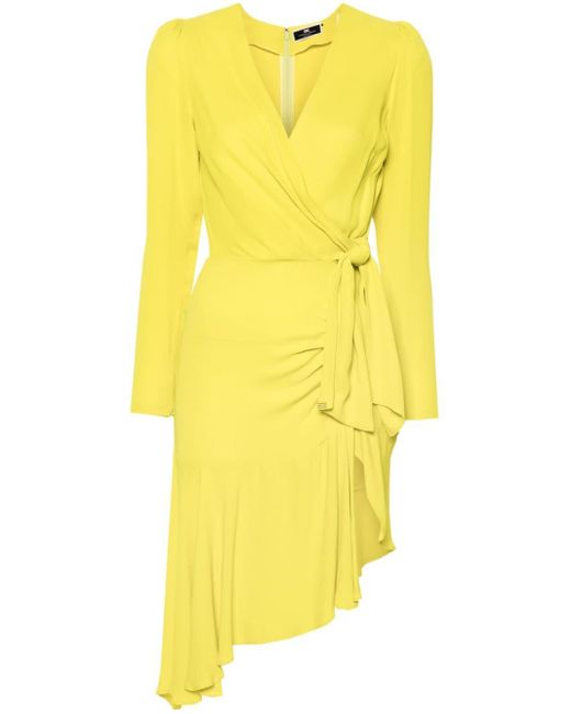 Robe mi-longue à design asymétrique Elisabetta Franchi en coloris Yellow