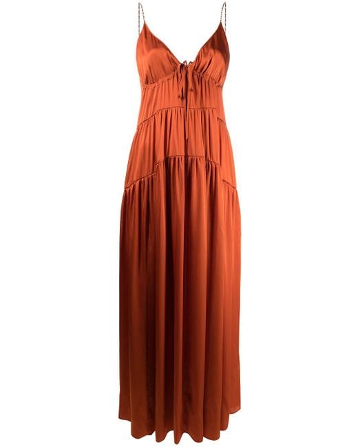 Dondup Orange Tiered Maxi Dress