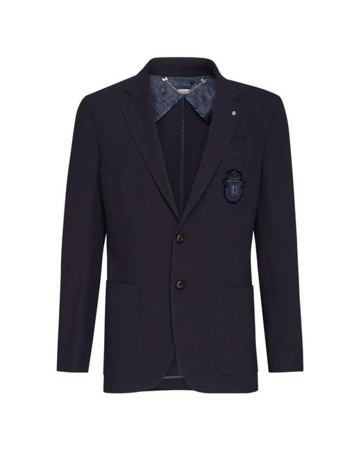 Billionaire Blue Blazer À Détail De Logo for men