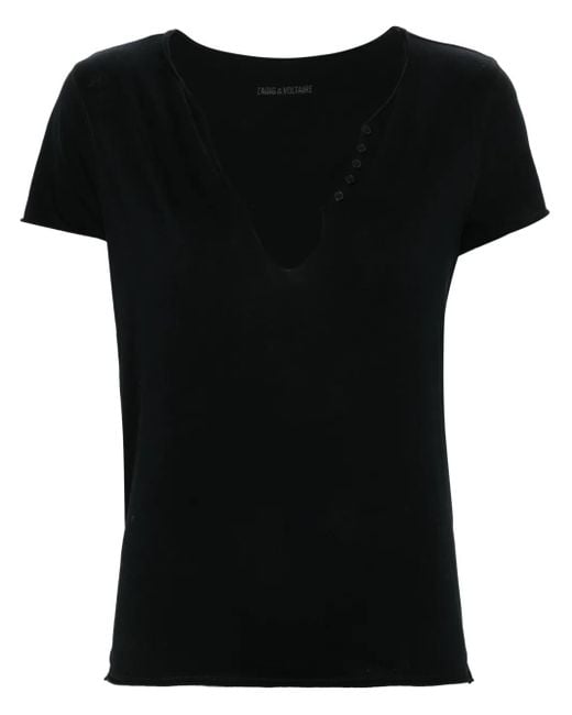 Zadig & Voltaire Black Tuni Henley T-Shirt