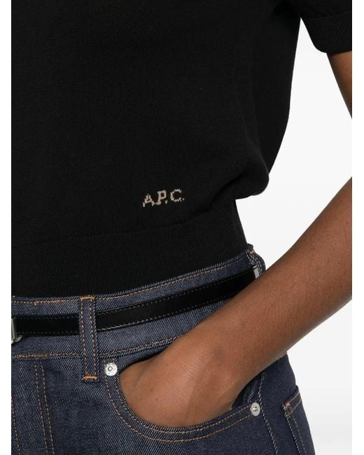 A.P.C. Black Cotton Polo Shirt With Jacquard Logo