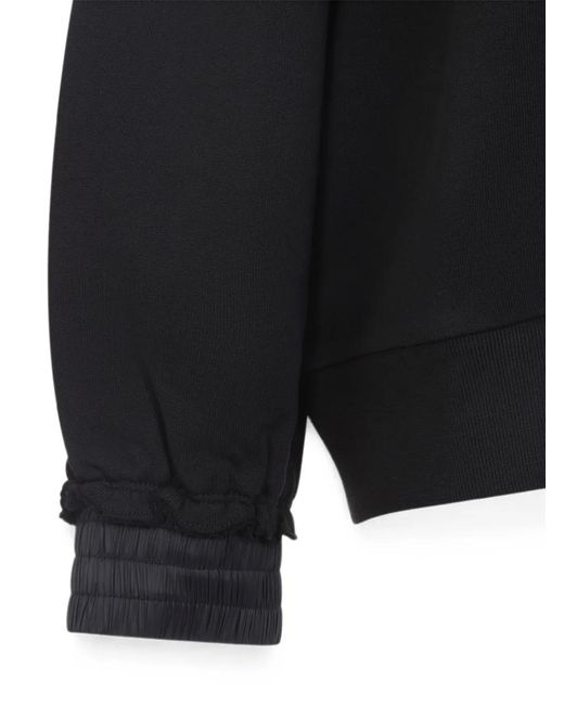 Moncler Blue Logo-Embroidered Ruffled-Cuff Sweater