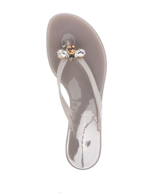 Casadei White Jelly Crystal-embellishment Flip-flops