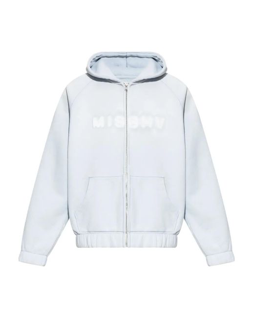 M I S B H V White Zip-Up Hoodie for men