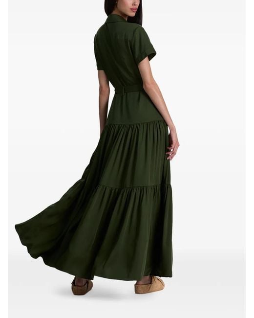 Alice + Olivia Green Lucy Tiered Utility Maxi Shirt Dress