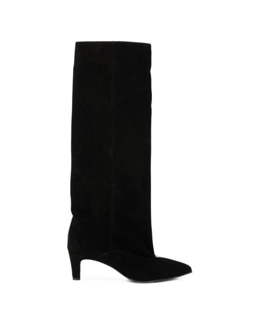 strategia shoes Black Pointed-Toe Suede Boots