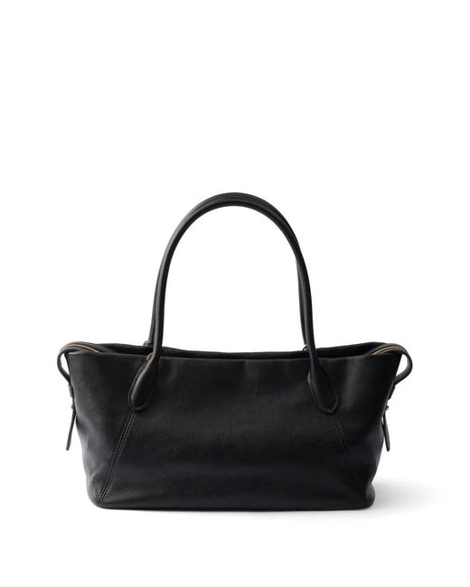 Prada Black Large Leather Tote Bag
