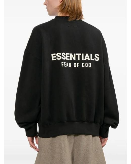 Essentials Black Calssic Crewneck Sweatshirt for men