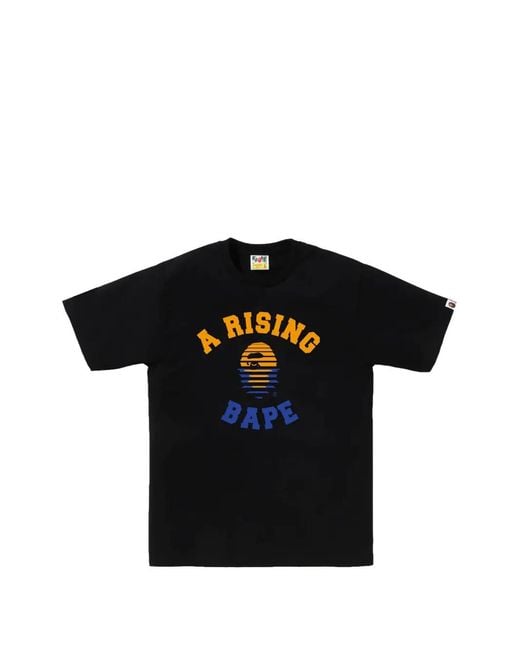 A Bathing Ape Black A Rising Bape Logo-Print T-Shirt for men